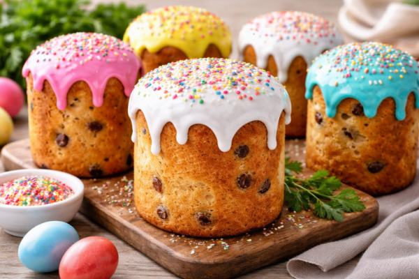 Пышный пасхальный кулич на молоке и масле. Старый бабушкин рецепт, который всегда получается, + разноцветная глазурь